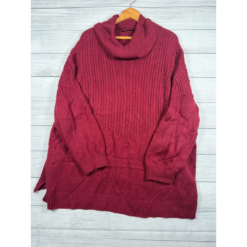 BloomChic Womens 4X Size 26 Burgundy Cable Knit Cowl Neck Tunic Sweater 4229